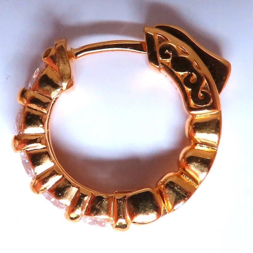 1.50ct Natural Round Diamond mini hoop earrings 14kt yellow gold Dime+ - Picture 4 of 4